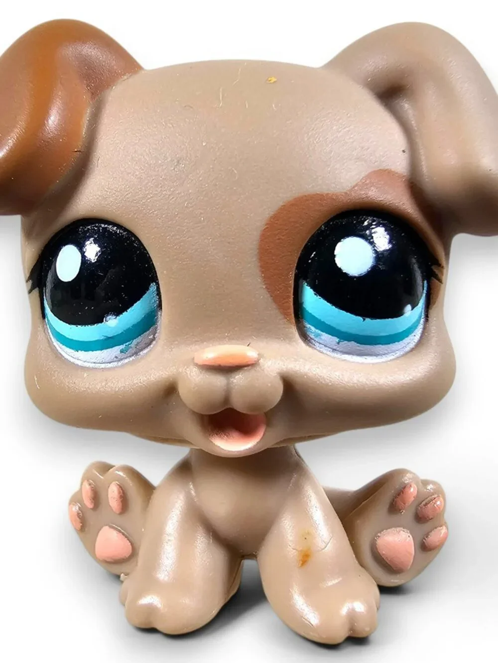 Hasbro Littlest Pet Shop #1482 Puppy Dog Brown Teal Blue Dot Eyes LPS